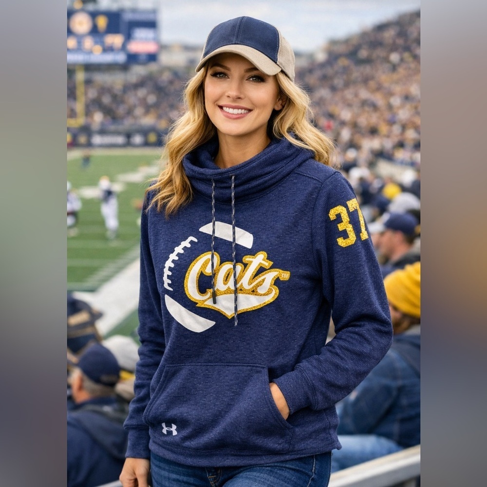 Under Armour Montana State Bobcats Cats ColdGear Hoodie Women’s Medium Blue